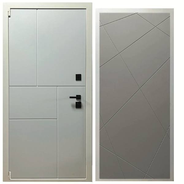 Дверь входная «Пик», внутренняя панель Лучи (лайт грей софт)