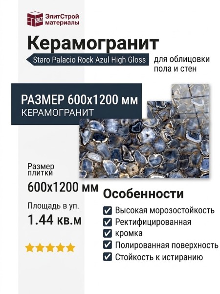 Staro Palacio Rock Azul High Gloss 60x120 С0004352