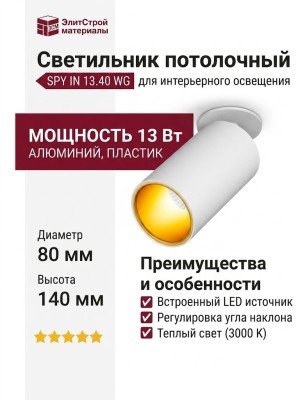 Светильник потолочный SPY IN 13.40 WG
