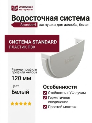 Заглушка для желоба Docke Standard, белого цвета.