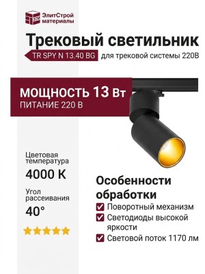 Трековый светильник 220 вольт TR SPY N 13.40 BG