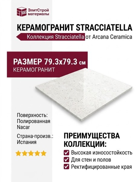Arcana Ceramica Stracciatella Miscela-r Nacar Polished 79.3x79.3 ARC_STR_MN_POL