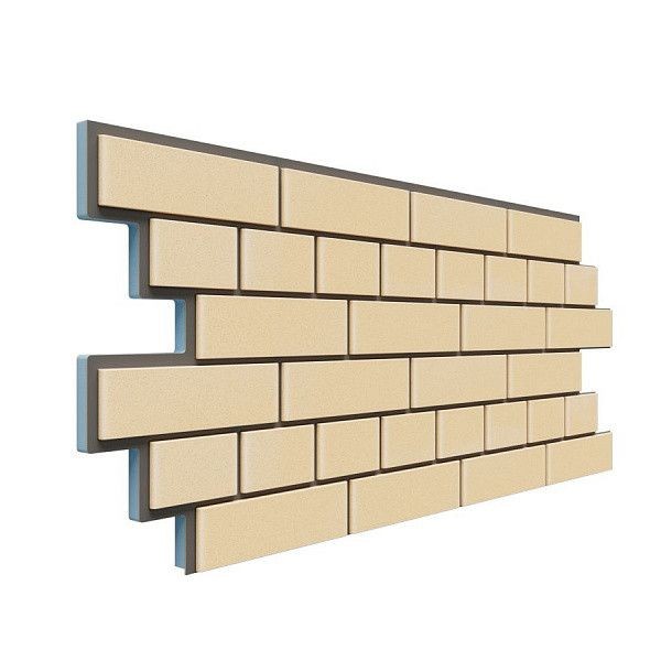 Фасадная термопанель Доломит в цвете светло-жёлтый, толщина 20 мм, под кирпич.