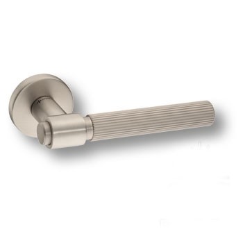 Дверная ручка на круглой розетке HA213RO12 NBM-NBM/NB AXES-L, материал Замак, отделка Никель, 150*52*66 мм
