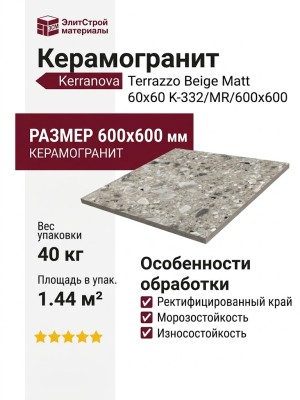 Kerranova Terrazzo Beige Matt. 60x60 K-332/MR/600x600