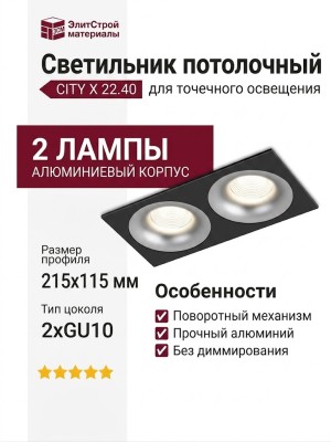 Светильник потолочный CITY X 22.40 S 2FB NO DIM