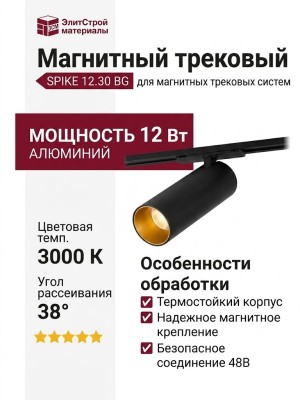 Магнитный трековый светильник SPIKE 12.30 BG