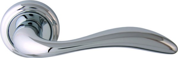 Дверная ручка на круглой розетке "LAGUNA" 132V CP, материал Латунь, отделка Хром, 145*50 мм