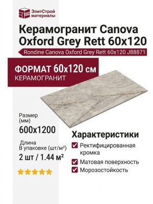 Rondine Canova Oxford Grey Rett 60x120 J88871