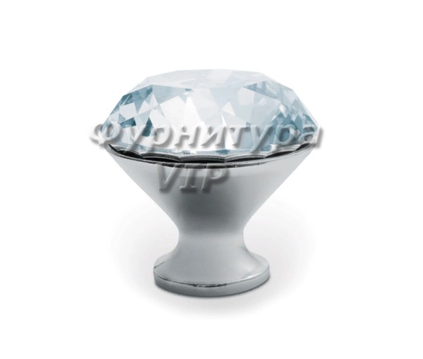 Ручка кнопка GZ-CRPB25-01, материал Замак Стекло, отделка Хром Стекло, 28*d=25 мм