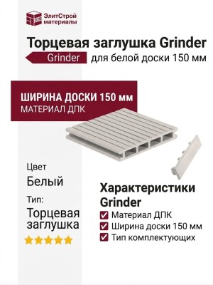 Торцевая заглушка Grinder для белой доски 150 мм.