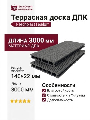 Террасная доска ДПК I-Techplast 140*22мм Графит