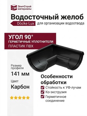 Угол желоба 90˚ Docke Lux, Карбон