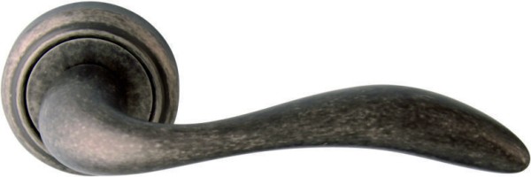 Дверная ручка на круглой розетке "LAGUNA" 132V DAS, материал Латунь, отделка Серебро, 145*50 мм