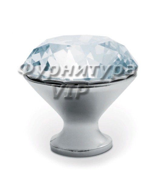 Ручка кнопка GZ-CRPB30-01, материал Замак Стекло, отделка Хром Стекло, 30*d=30 мм