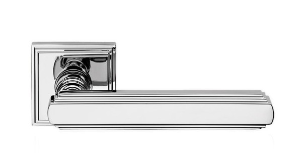 Дверная ручка на квадратной розетке "GLAMOR" CR 1555/016, материал Латунь, отделка Хром, 145*53*53 мм