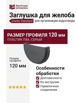 Заглушка для желоба Docke Standard, серого цвета
