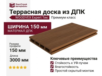Террасная доска из ДПК WOODVEX Expert Тик