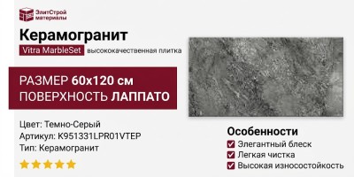 Vitra MarbleSet Иллюжн Темно-Серый Лаппато 60x120 K951331LPR01VTEP