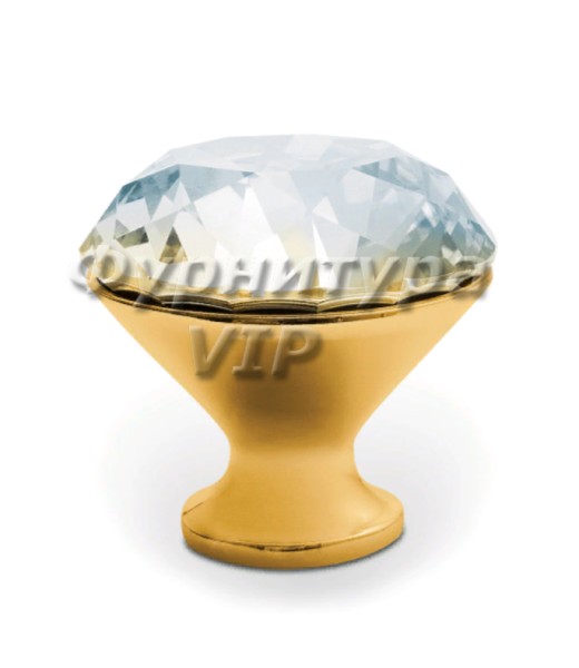 Ручка кнопка GZ-CRPB30-03, материал Замак Стекло, отделка Золото Стекло, 30*d=30 мм