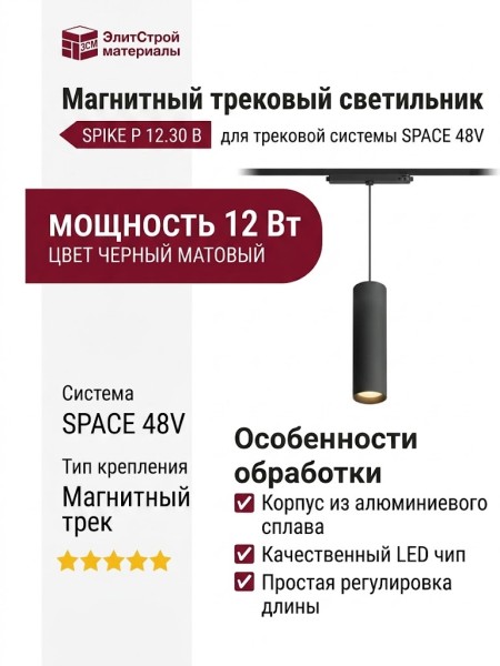 Магнитный трековый светильник SPIKE P 12.30 B