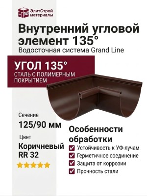 Внутренний угловой элемент 135° Grand Line, Коричневый (RR 32)