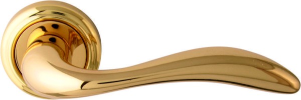 Дверная ручка на круглой розетке "LAGUNA" 132V PB, материал Латунь, отделка Латунь, 145*50 мм