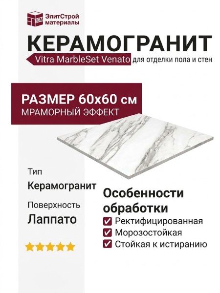 Vitra MarbleSet Венато Светло-Серый Лаппато 60x60 K951301LPR01VTE0