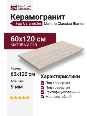 Fap Ceramiche Materia Classica Bianco Matt R10 60x120 fTQI