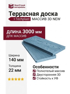 Террасная доска ДПК I-Techplast МАССИВ 3D NEW Синий