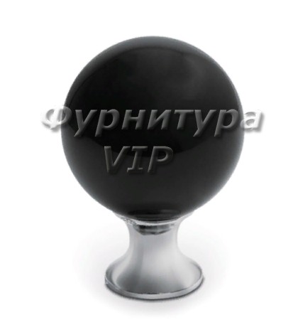 Ручка кнопка GZ-CRPC40-A1, материал Замак Стекло, цвет Черный, отделка Стекло Хром Черный, 54*d=40 мм