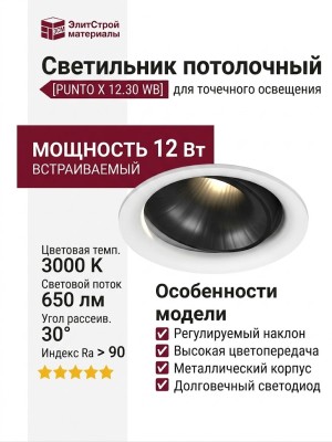 Светильник потолочный PUNTO X 12.30 WB