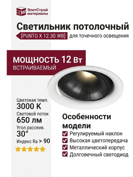 Светильник потолочный PUNTO X 12.30 WB