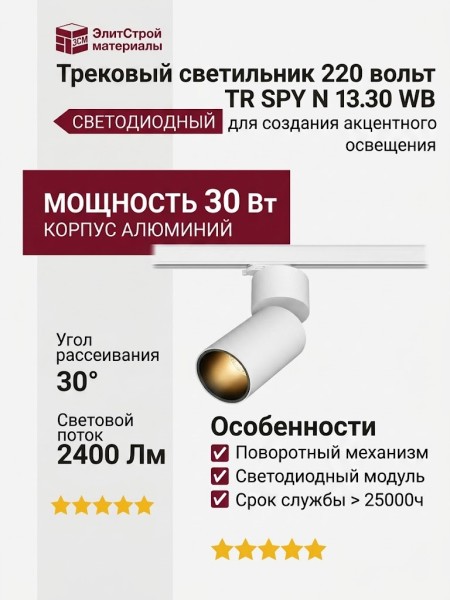 Трековый светильник 220 вольт TR SPY N 13.30 WB