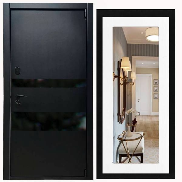 Дверь входная «Горизонт», входная панель НШ-9/2 ( молочный софт)