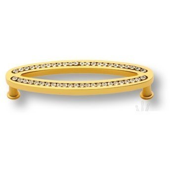 Ручка скоба 2577-030-96, материал Латунь, отделка Золото Кристаллы Swarovski, 106*32*22 мм