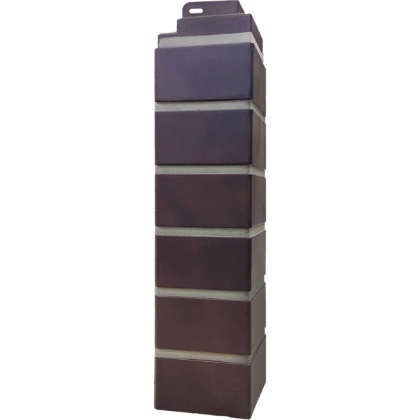 Наружный угол FineBer, 3D Клинкерный кирпич в коричнево-чёрном цвете