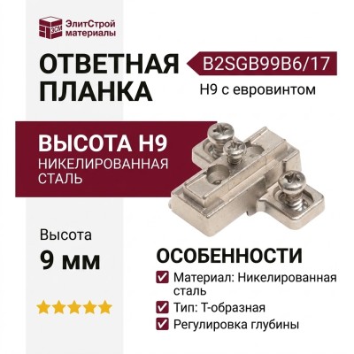 Ответная планка Н9 с евровинтом, Т-образная B2SGB99B6/17