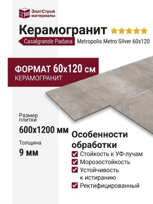 Casalgrande Padana Metropolis Metro Silver 60x120 13460046