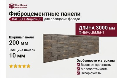 Фиброцементные панели КАНЬОН Индиго - 36