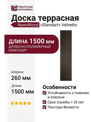 Доска террасная NanoWood «Standart» Velvetto односторонняя - Венге 150×26 см