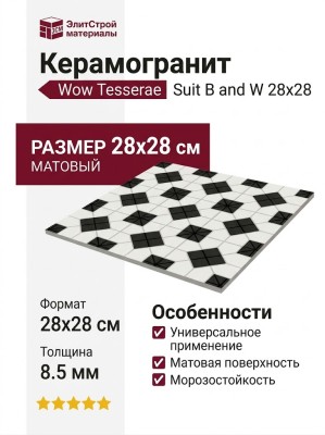 Wow Tesserae Suit B and W 28x28 130012