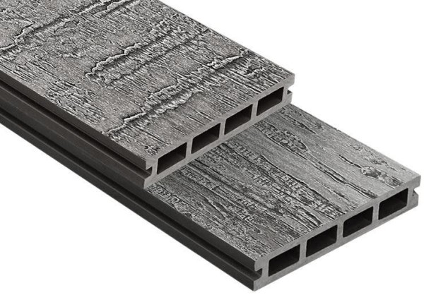Террасная доска ДПК Outdoor 3D VIRGINIA/COLORADO в темно-сером цвете.