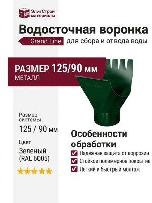 Водосточная воронка Grand Line, зеленая (RAL 6005)