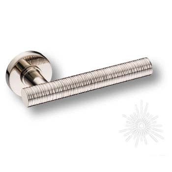 Дверная ручка на круглой розетке HA184VRO12 PN GRIP-V, материал Замак, 146*52*64 мм