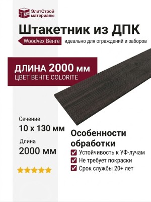 Штакетник из ДПК Woodvex Венге Colorite