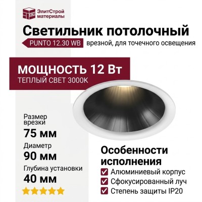 Светильник потолочный PUNTO 12.30 WB