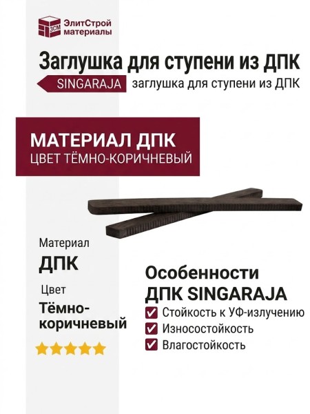 Заглушка для ступени из ДПК SINGARAJA, цвет тёмно-коричневый.