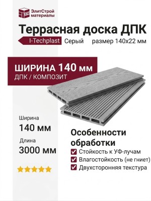 Террасная доска ДПК I-Techplast 140*22мм Серый