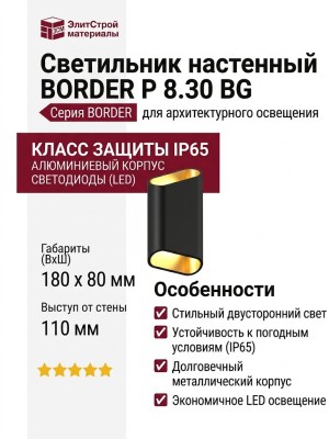 Светильник настенный BORDER P 8.30 BG